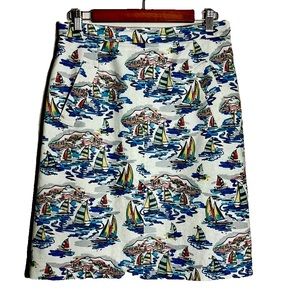 Nine West Sweet Escape Havana Linen Skirt Size 6